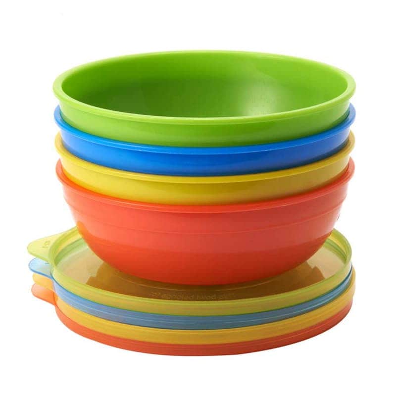 Набор детской посуды: тарелки c крышкой 4 шт, ложки 2 шт, Munchkin