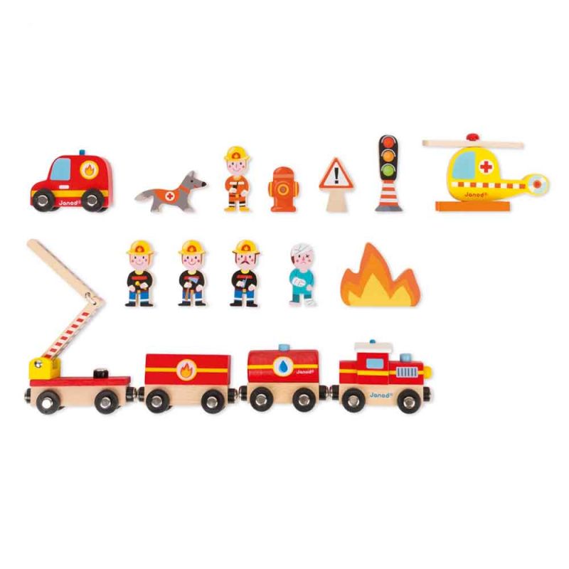 Игровой набор с треком "Пожарная команда", Janod