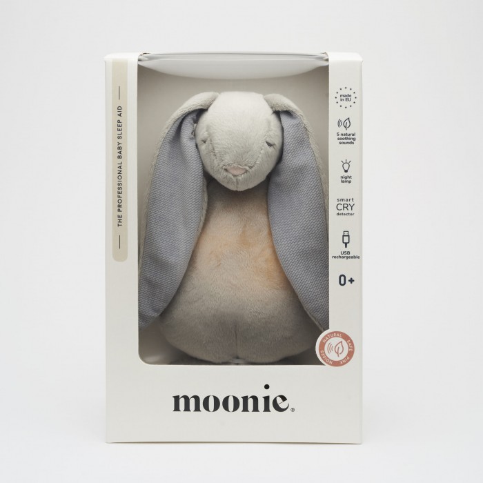 Зайчик MOONIE Silver музичний з нічником (M01-SIL)