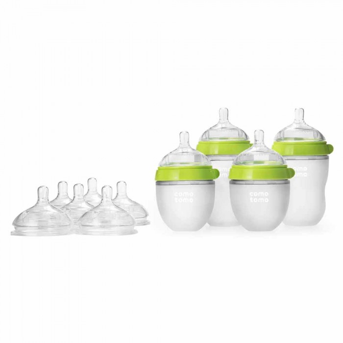 Подарунковий набір Comotomo пляшечок антиколікових, 4 шт. + змінні соски, Зелений (BUNDLE1_G)