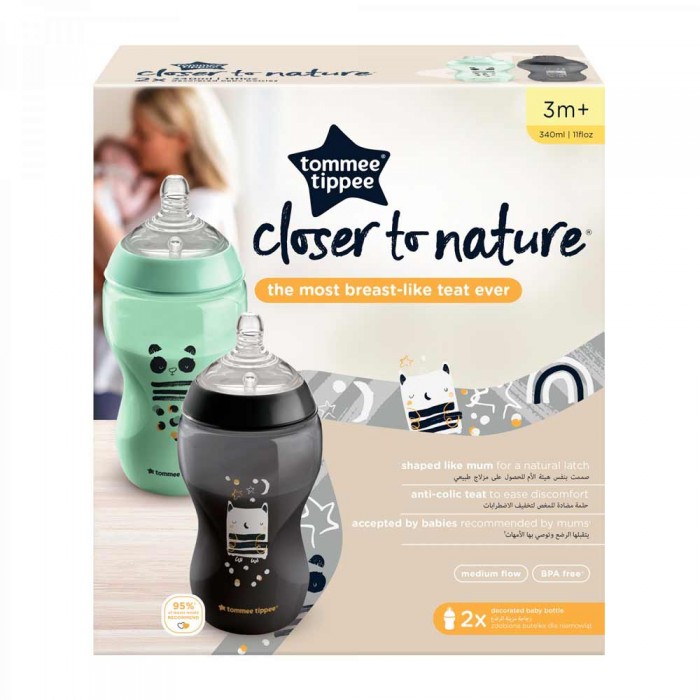 Набір пляшечок Tommee Tippee Closer to Nature Animals 2 шт х 340 мл (TT0036)
