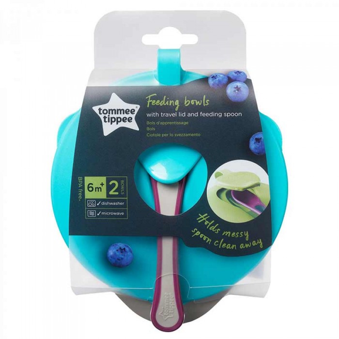 Тарілки Tommee Tippee з кришкою і ложкою 6 міс 2 шт (TT0130)