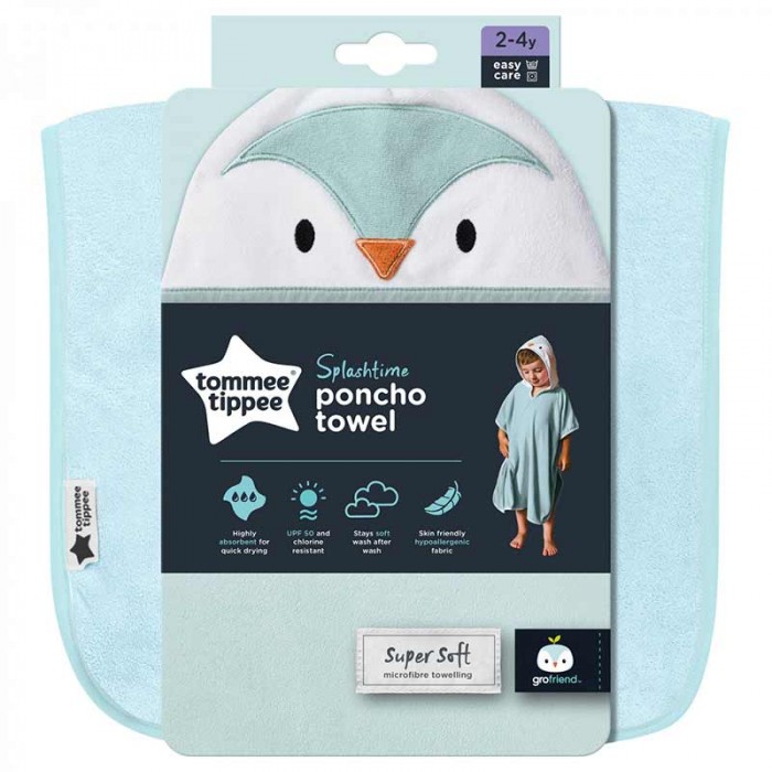 Рушник-пончо Tommee Tippee Splashtime Penny the Penguin 2-4 роки Блакитний (TT0309)