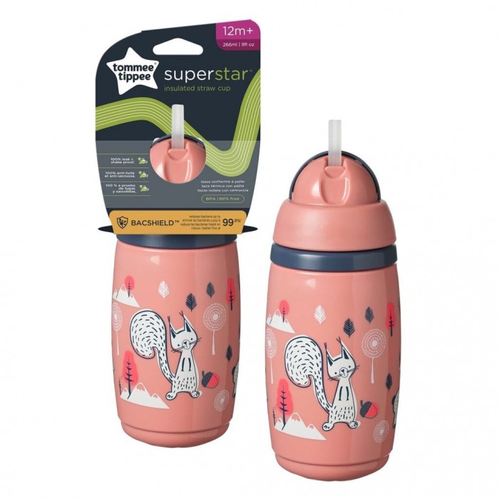 Термочашка Tommee Tippee SUPERSTAR з трубочкою 266 мл 12 міс рожева (TT0398)