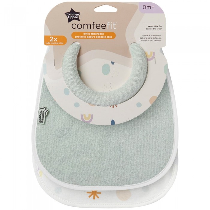 Слинявчик Tommee Tippee Comfee Fit бавовняний 0 міс 2 шт (TT0425-ALB/VERDE)