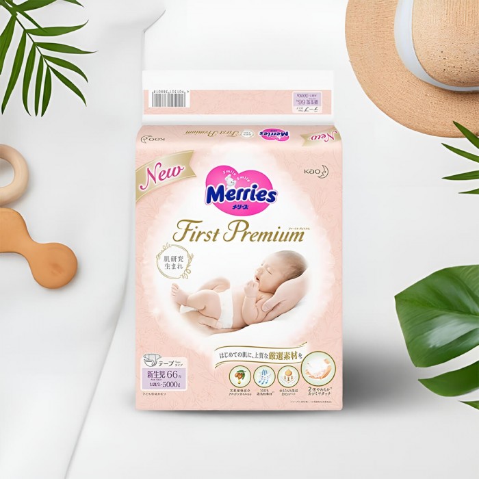 Підгузки Merries First Premium, NB, 0-5 кг, 66 шт (4901301388018)