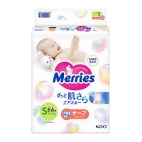 Підгузки Merries Baby Diapers, розмір S, 4-8 кг, 66 шт (4901301437761)
