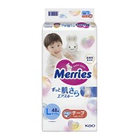 Подгузники Merries размер L, 9-14 кг, 48 шт (4901301420312)