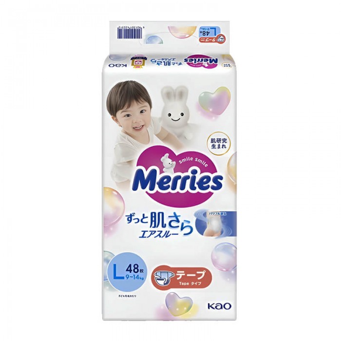 Підгузки Merries розмір L, 9-14 кг, 48 шт (4901301420312)