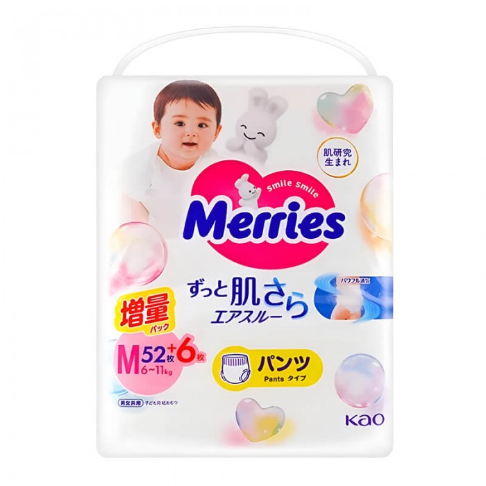 Підгузки-трусики Merries, розмір M, 6-11 кг, 58 шт (4901301419255)