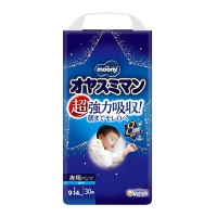 Подгузники-трусики ночные Moony размер L, для мальчиков, 9-14 кг, 30 шт (4903111117611)