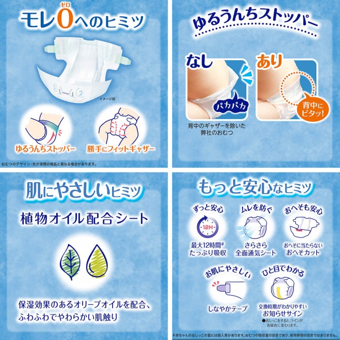 Підгузки Moony  розмір NB, 0-5 кг, 76 шт (4903111137800)